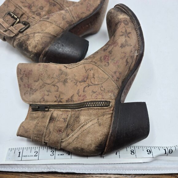 Lucchese 4953 Catalina Bootie 9B brown floral burnished calfskin leather FLAWED - Picture 13 of 13